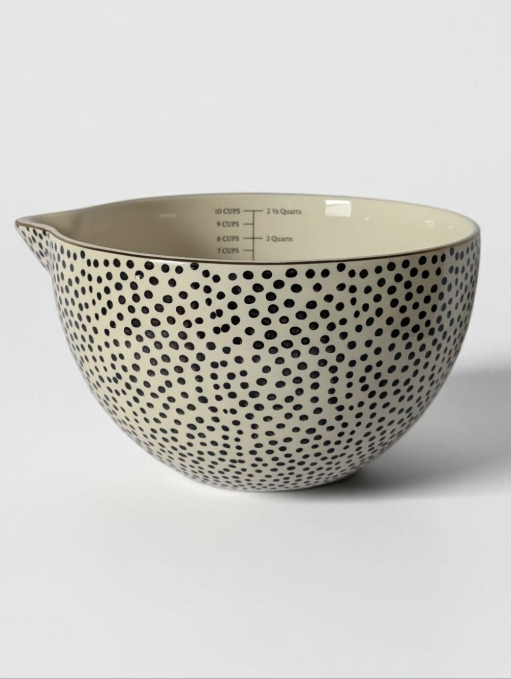 Thyme & Table Polka Dot Ceramic Batter Bowl Mixing Measurement Pour Spout